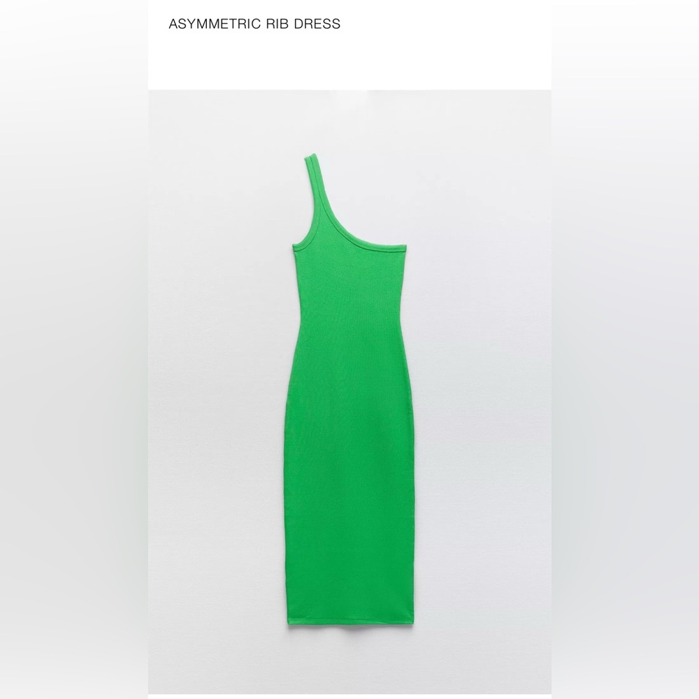 NWT Zara Green One-Shoulder Dress